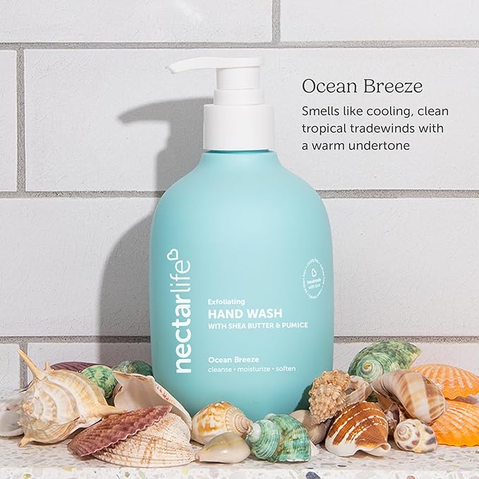 Nectar Life Exfoliating Hand Wash with Shea Butter & Pumice, Ocean Breeze Scent, Set of 3