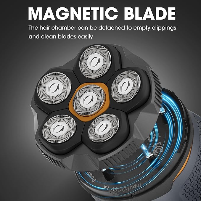 Karrte Head Shavers for Bald Men, 6D Magnetic Electric Razor with 2 Gear High-Speed Motor for Fast Shaving, IPX6 Waterproof, Hypoallergenic Wet/Dry Shaving Razor with LED Display & Travel Lock