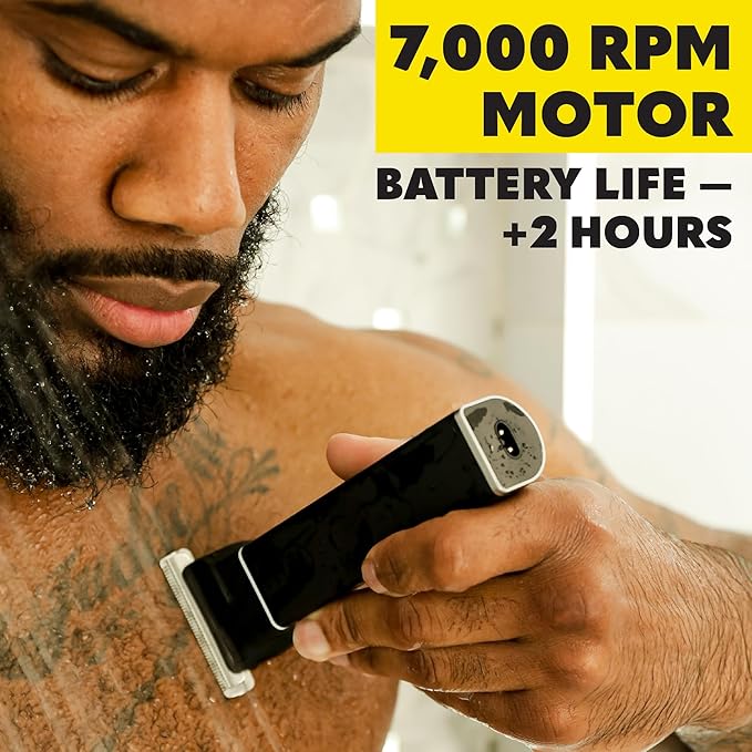 The Beard Club Body Hair Trimmer for Men, Pubic Hair Trimmer for Men & Ball Trimmer - Mens Body Shaver, Ceramic Blade Ball Shaver & Manscaper - Rechargable, Electic, Waterproof Wet or Dry Clippers