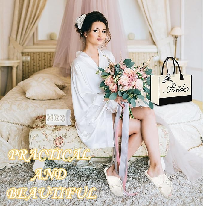 Bride To Be Gift Set - Makeup Bag, Slippers, Robe, Hair Clip - Wedding Gifts