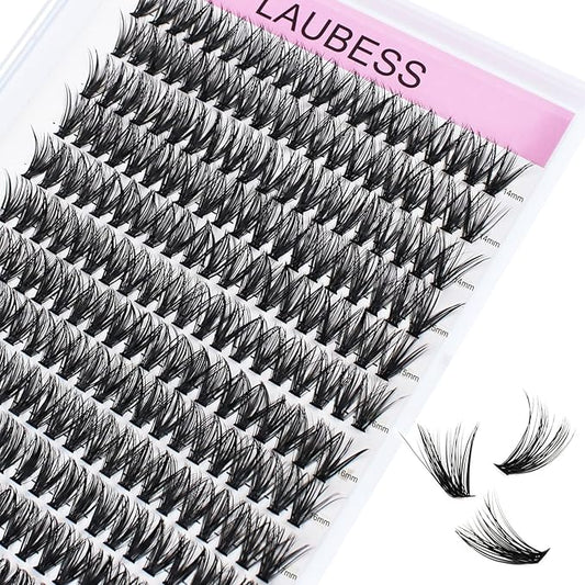 Eyelash Clusters LAUBESS Lash Clusters Individual Lashes Cluster Eyelash Extensions DIY at Home Waterproof Cluster Lashes (40D-C-14-18)