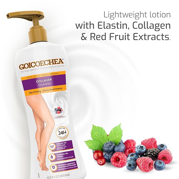 Goicoechea Skin Firming Body Lotion, Collagen Elastin Cream for Women, Skin appearance even in varicose veins areas, Firming Body Lotion with Red Fruit Extracts, 24H Hydration, 13.5 oz (Pack of 3)