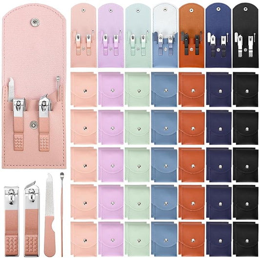 70 Set Manicure Set Bulk Professional Nail Care Kit Nail Clippers Kit Stainless Steel Pedicure Set with Travel Case Multicolor Portable Grooming Kits Gifts for Men Women (4 in 1,2.7x3.75'')
