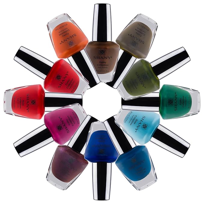 SHANY Cosmetics Nail Polish Set - 12 Bold and Quirky Shades in Gorgeous Semi Glossy and Shimmery Finishes - Funky Collection (Pack of 4)