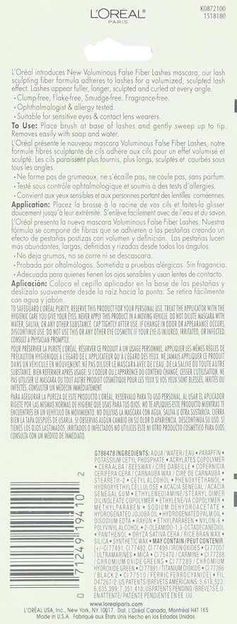 L’Oréal Paris Voluminous False Fiber Lashes Mascara, Blackest Black, 0.34 fl. oz.
