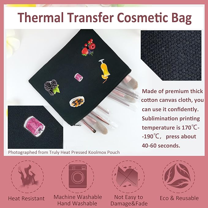 Koolmox Canvas Pouches with Zipper 8x5'', 30 pack Small Canvas Zippered Pouches Plain to Personalize DIY Crafts Vinyl Print Print, for Makeup Cosmetic Purse Pen Pencil Organizing