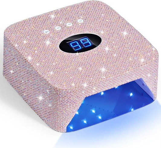 Cordless UV Nail Lamp, 54W Rechargeable UV Light for Gel Nails, LED Nail Dryer with 3 Timer Modes, Professional Quick Dry Curing Lamp for Salon & Home(Pearl Pink Diamond)