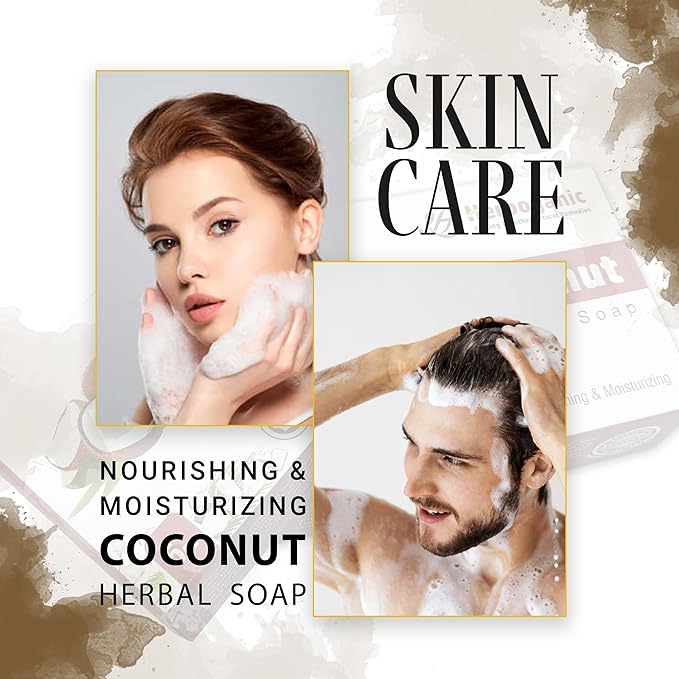 Coconut Herbal Soap | Pack of 6 of 5oz soap Bar | Ideal for Men and Women, Soothing and Nourishing Soap for Moisturization