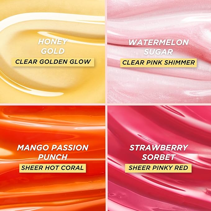 Gisou Honey Infused Hydrating Lip Oil, Nourishing Lip Moisturizer for Dry Lips, High Shine, Smooth Finish, Clear Pink Shimmer Shade, Fresh Watermelon Scent, Watermelon Sugar, 8ml