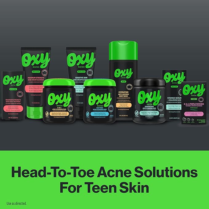 Oxy 8 IN 1 Pimple Acne Patches, Invisible, Sweat & Waterproof Hydrocolloid Zit Covers Protect & Shrink Pimples, Fast On Face & Body, 26 Count in 3 Sizes, Tweezers Included (3x26ct)