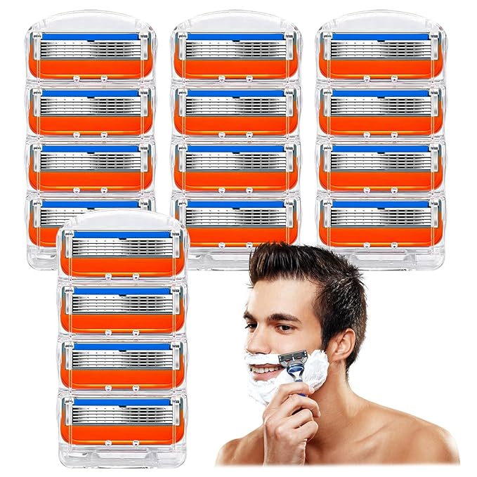 16 Count Razor Blade Shaving Razor Blade Refills for Fusion 5, Orange New Version