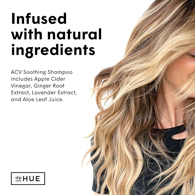 dpHUE ACV Soothing Shampoo, 8.5 oz - Sulfate Free Dry Scalp Shampoo For Color Treated Hair With Apple Cider Vinegar, Ginger Root, Lavender and Aloe