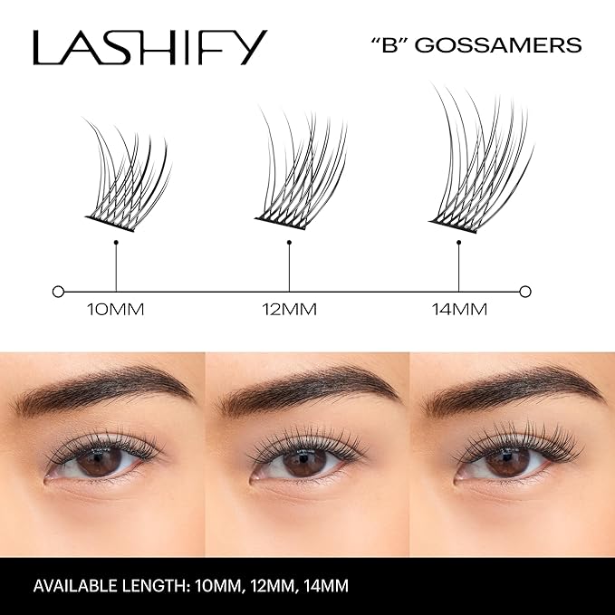 Lashify Bold 14mm Gossamer DIY Eyelash Extensions Refill, Black, Easy False Eyelashes for a Natural Look