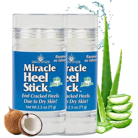2-Pack Miracle Heel Stick with Pure UltraAloe Aloe Vera Gel | 2.5 ounce stick