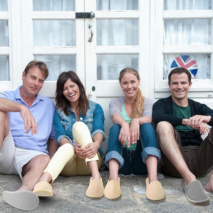 Geyoga 12 Pair Disposable House Slippers for Guests Non Slip Disposable Slippers for Spa Travel Hotel Shoeless Home Bride Bathroom Bedroom