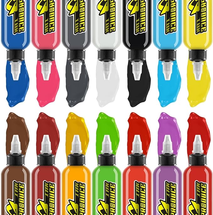 BaodeLi Professional Tattoo Ink Color Set 14 Colors with 30 ml 1/2oz per Bottle Tattoo Ink Set for Tattoo Artist and Beginners Tattoo Supplies