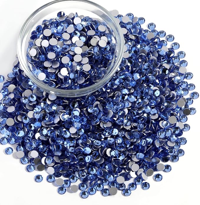 Beadsland Flatback Rhinestones Bulk, 14400pcs Light Blue Rhinestones for Nails Crafts Clothes DIY Decoration, Light Sapphire, SS10, 2.7-2.9mm