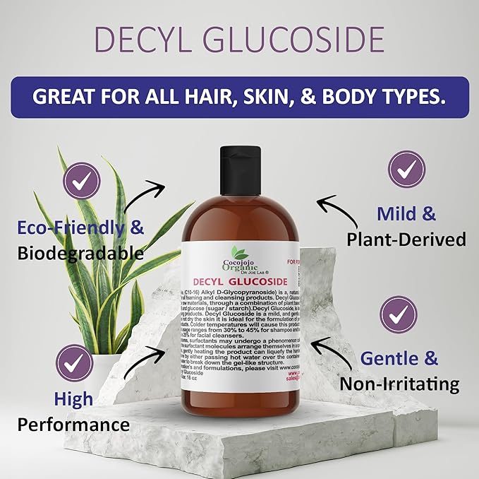 Dr Joe Lab Decyl Glucoside Natural Surfactant - Surfactants for Soap Making, Lauryl Glucoside, DIY Shower Gel, Skin Care, Body and Face Wash, Plant Derived, Natural - 16 Oz