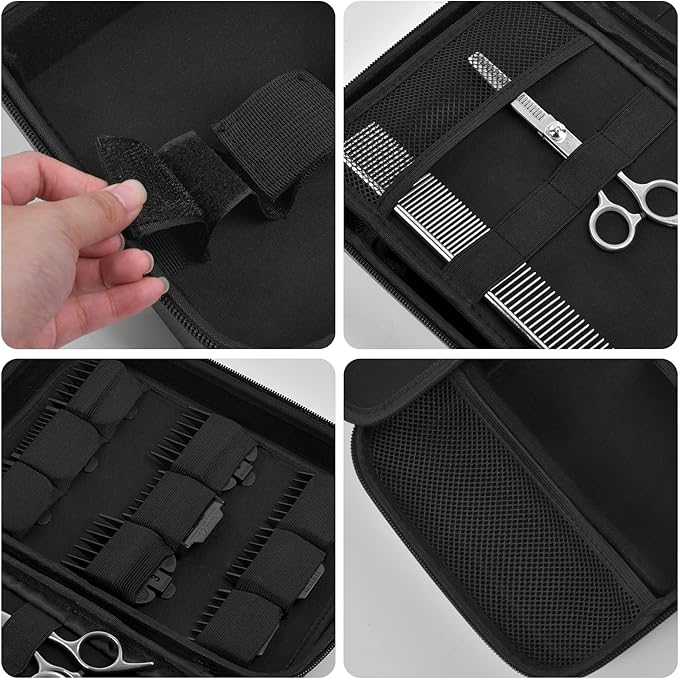 Boobowl Barber Accessories Bag for Clippers and Supplies, Mens Hair Trimmers Box, Portable Clipper Storage Holder Organizer for Hair Cutting, Guard Grooming Kit and Barbers Supplies (Bag Only) -Black