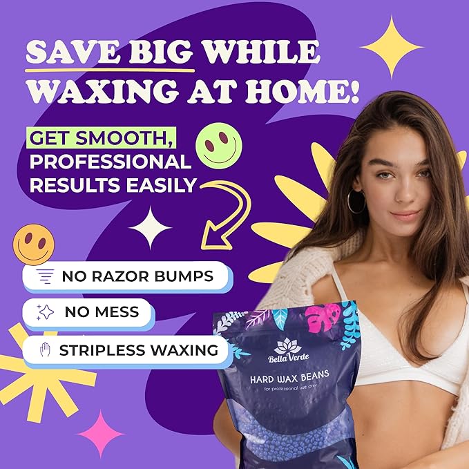 Bella Verde Wax Beans 2.2lb - Hard Wax Beads for Hair Removal - Multipurpose Home Waxing Kit for Men and Women