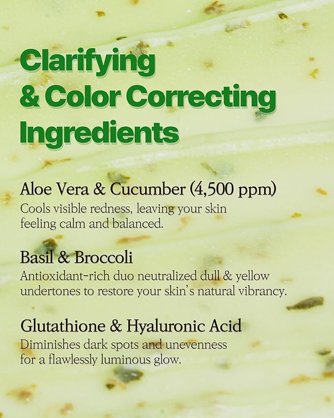 Cucumber Green Smoothie | Cooling Wash-Off Face Mask for Glass Glow Skin | Soothing Redness with Glutathione, 10-Hyaluronic Acid & Basil | Korean Skin Care for a Clear, Cool-Toned Complexion