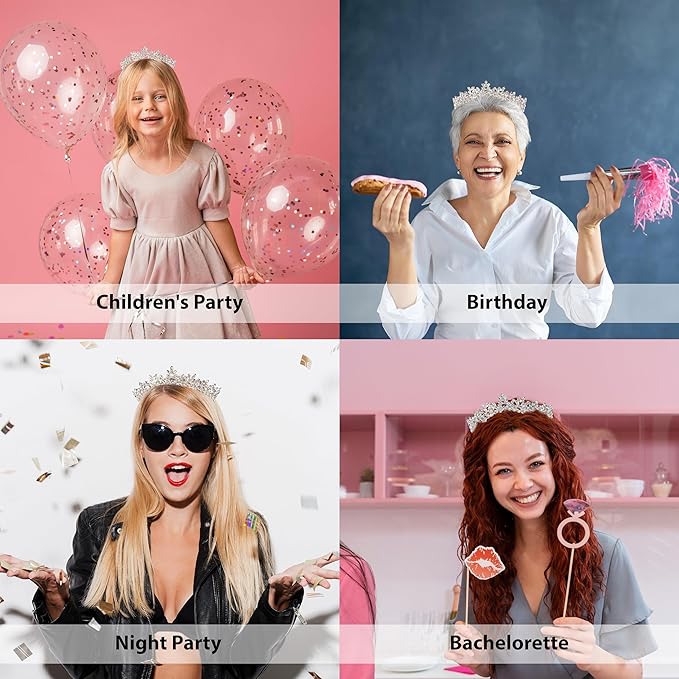 Women's Tiara, Crown for Henna Wedding Party | Glitter Hair Accessories for Bridal Birthday Pageant Prom Halloween Costume Christmas Party, Princess Crowns | Dream Design - Silver