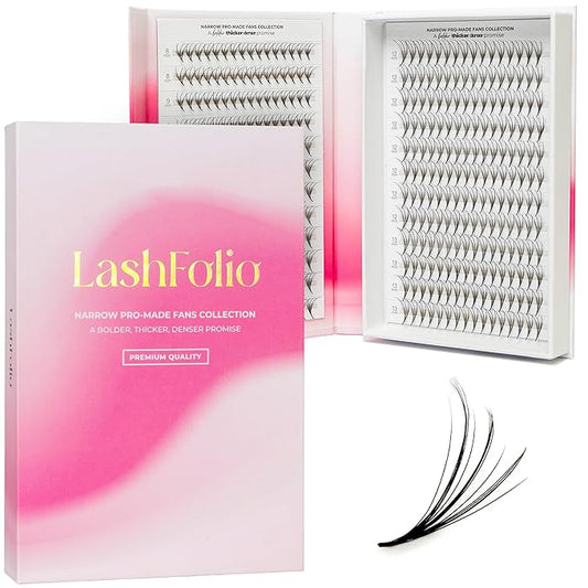 LLBA LashFolio Triple Spike Promade Fans | Handmade Volume Eyelash | Multi Selections From 5D To 10D | C CC D Curl | 0.03~0.07 mm | 8-13mm Length | Long Lasting | Easy Application (7D-0.03 CC 8-13mm)