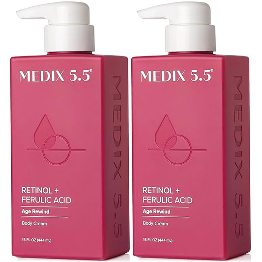 Medix 5.5 Retinol Body Lotion Skincare Moisturizer | Anti Aging Retinol Body Cream | Skin Care Tightening Lotion For Women & Men Helps Diminish Look Of Crepey Skin, Wrinkles, & Fine Lines, 2-Pack