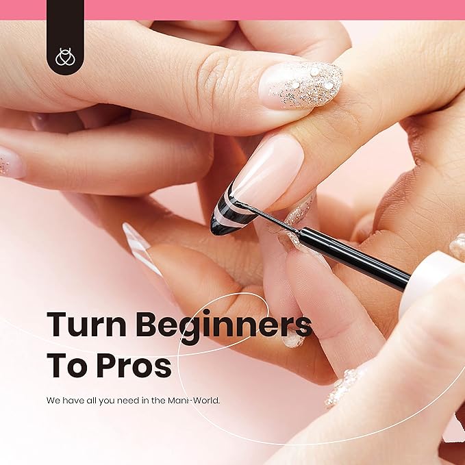 beetles Gel Polish Nail Art Liner Set Unicorn Dreamy Gel Liner Nail Polish White Black Red Silver Nude Glitter Colors Paint Swirl Built Thin Brush in Bottle Soak off Led Lamp Manicure Kits