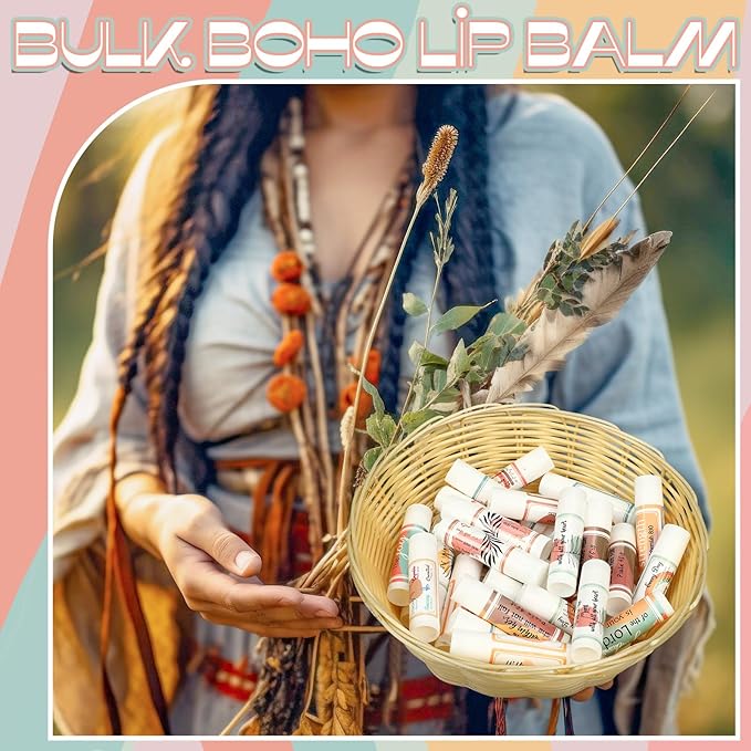 50 Pack Religious Lip Balm for Women Lip Balm with Scripture Bulk Christian Gifts Faith Bible Verse Scripture Inspirational Gift Party Favors Coworkers 10 Styles(Boho)