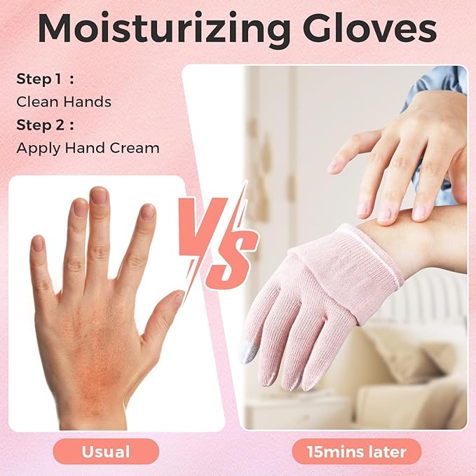 Donfri 6 Pairs Moisturizing Gloves Overnight Kids Cotton Gloves for Eczema Lotion Gloves for Dry Hands,Gloves with Touchscreen Fingers Sleeping (XS)