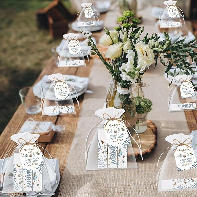 50 PCS Baby Shower Cowboy Lip Balm Bulk Neutral Gender Reveal Boys Girls Games Baby Shower Favors Gifts for Guests Moisturizing Lip Care Cowboy Themed Birthday Party Supplies Decorations