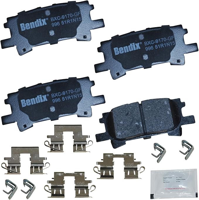 Bendix Priority1 CFC996 Ceramic Rear Brake Pads for Lexus RX330 2006-2004, RX350 2009-2007, RX400h 2008-2006, Toyota Highlander 2007-2004