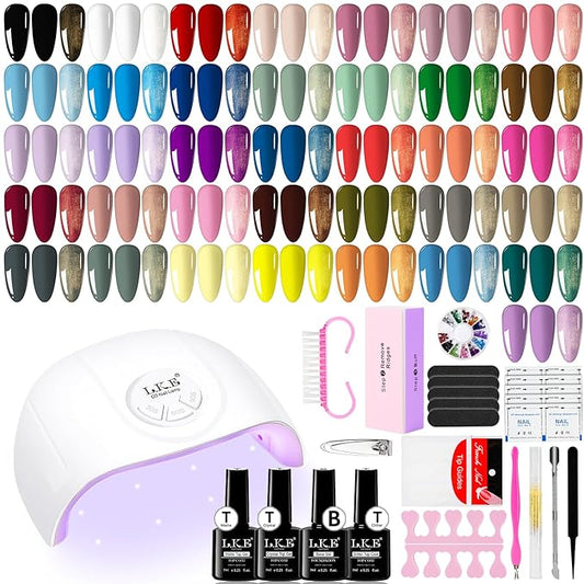 Gel Nail Polish Kit with UV Light, ARCWEISSO 66 Pcs Gel Nail Polish Set with Base and Matte&Glossy Top Coat Soak Off All Season Nail Set Manicure Tools Nail Art Gift for Women & Girls