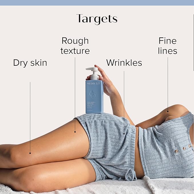 Medix 5.5 Fragrance Free Firming Retinol Body Lotion + Collagen Peptides Cream 2pc Skin Care Set, Crepey Skin Treatment, Anti Aging Body Cream & Face Moisturizer For Crepe Skin, Cellulite, Wrinkles