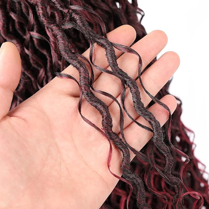 Aipin New Goddess Locs Crochet Hair 22 Inch Boho River Locs Hippie Locs Wavy Crochet With Curly Hair In Middle And Ends Braids Hair Extensions (8Packs,22 inch, TBUG)