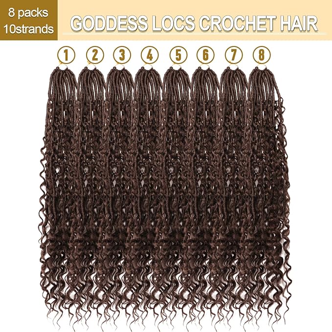 8 Packs Goddess Faux Locs Crochet Hair-30 Inch Boho Soft Locs Crochet Hair for Black Women (#4, 30 Inch(Pack of 8))