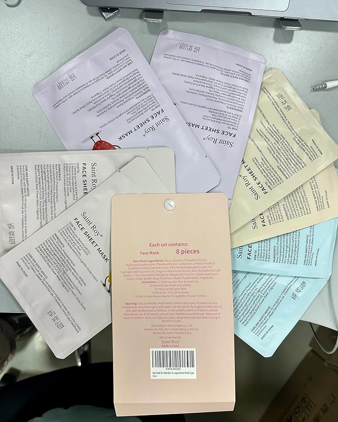 Mother's Day Gift for Mom face mask Skincare, 8-Pack face masks skincare Beauty Facial sheet Mask Skin Care for Teens Girls Women face masks bulk