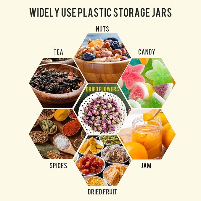 Keketin 40 Pack Plastic Jars with Black Lids 6 oz,180ml Round Plastic Containers Clear Cosmetic Jars,Refillable Empty Storage Containers for Spices,Cream,Beauty Products,Lotion,Slime Making