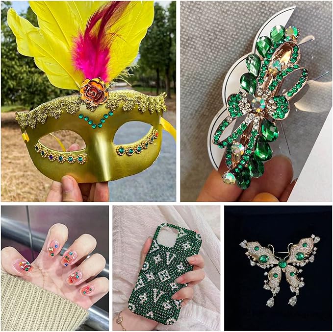 Beadsland Flatback Rhinestones Bulk, 2880pcs Green Rhinestones for Nails Crafts Clothes DIY Decoration, Emerald, SS30, 6.3-6.5mm