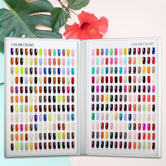 308 Colors Nail Display Swatches Book with 360 Tips for Nail Polish UV Gel Color Cards Nail Salon Tool Sample Display Nail Art for Nail Salons, DIY Nail Art at Home (Sliver)
