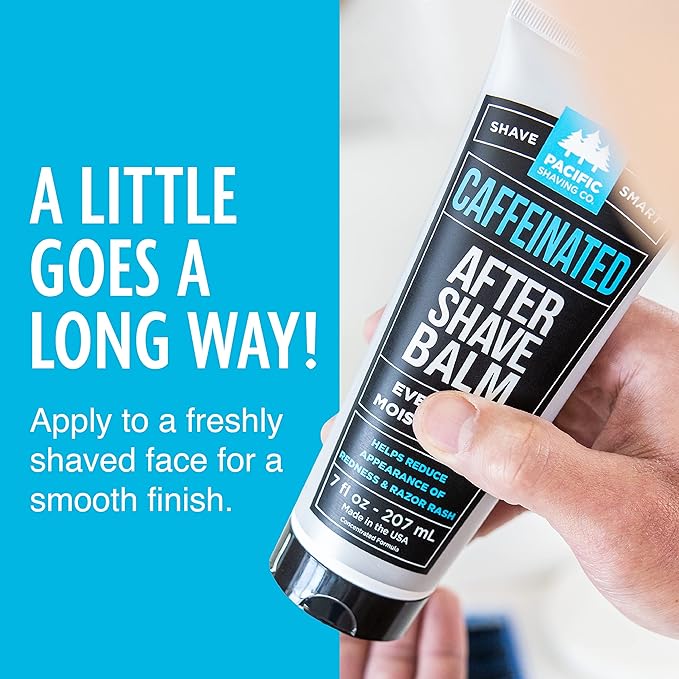 Pacific Shaving Company Caffeinated Aftershave, Men's Grooming Product - Antioxidant Daily Face Lotion + After Shave - Soothing Aloe & Spearmint Post Shave Balm for Sensitive Skin (3.4 Fl Oz, 2 Pack)