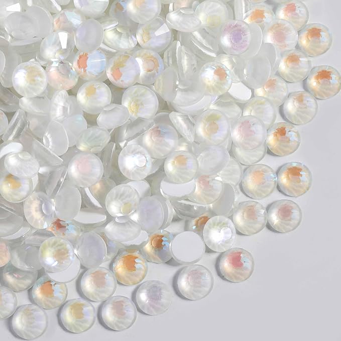 Beadsland 1440pcs Flat Back Crystal Rhinestones Round Gems for Nail Art and Craft Glue Fix, Luminous White, SS6, 1.9-2.1mm