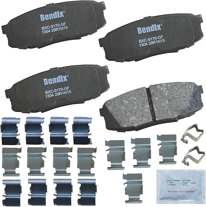 Bendix Priority1 CFC1304 Ceramic Rear Brake Pads for Lexus LX570 2011-2008, LX570 2021-2013, Toyota Land Cruiser 2011-2008, Land Cruiser 2021-2013, Sequoia 2022-2008, Tundra 2021-2007