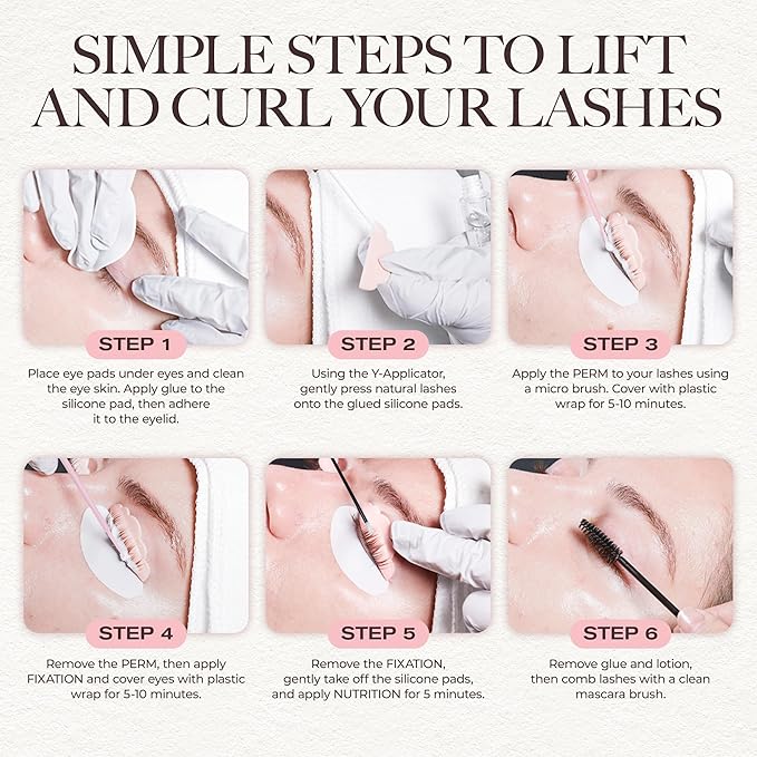 LASHVIEW Lash Lift Kit, Eyelash Perm Kit, Professional Eyelash Curling Lash Extension Set,Lash Curling, Semi-Permanent Curling Perming Wave Suitable for Salon（5PCS）