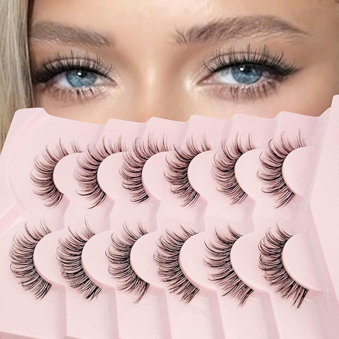 Wispy Lashes D Curl False Eyelashes Natural Look NINGLASH Strips Eyelashes Fake Eyelash Pack 14mm Faux 3D Mink Lashes Strips 6 Pairs