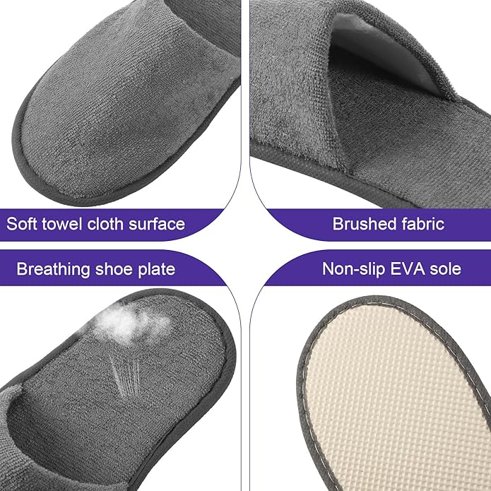 Geyoga 12 Pair Disposable House Slippers for Guests Non Slip Disposable Slippers for Spa Travel Hotel Shoeless Home Bride Bathroom Bedroom