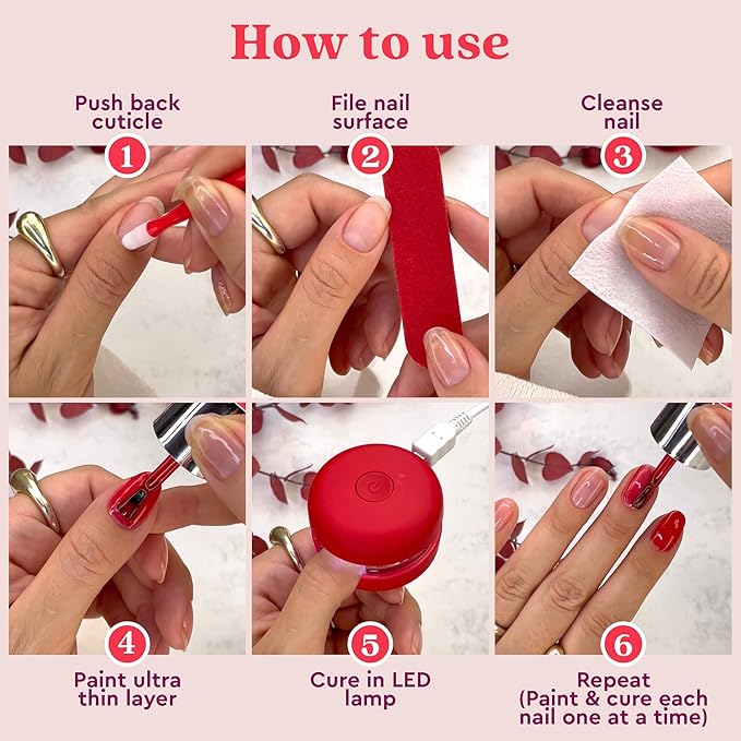 Le Mini Macaron Gel Nail Polish Kit with LED Light, DIY At-Home Polish Nail Kit | Non-Toxic, Fast-Drying 3-in-1 Set for Long-Lasting, Salon-Quality Nails, File, and Remover Wraps (Rose Crème)