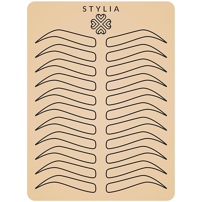 Stylia Microblading Practice Fake Skin Sheet for Eyebrow Tattoo, Eye Brow Makeup, Fake Tattoo Skin, Tattoo Skin Practice Kit, Tattooing Supplies Silicone Sheets (12 Pieces- Inkless Black Double Sided)