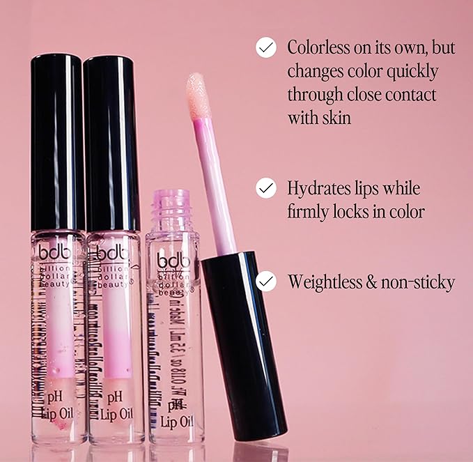 billion dollar brows pH Lip Oil Blushing Effect - Bespoke Color Changing Tint For Women - Hydrating Gloss Shine & Long Lasting Tinted Coloring without Stickiness